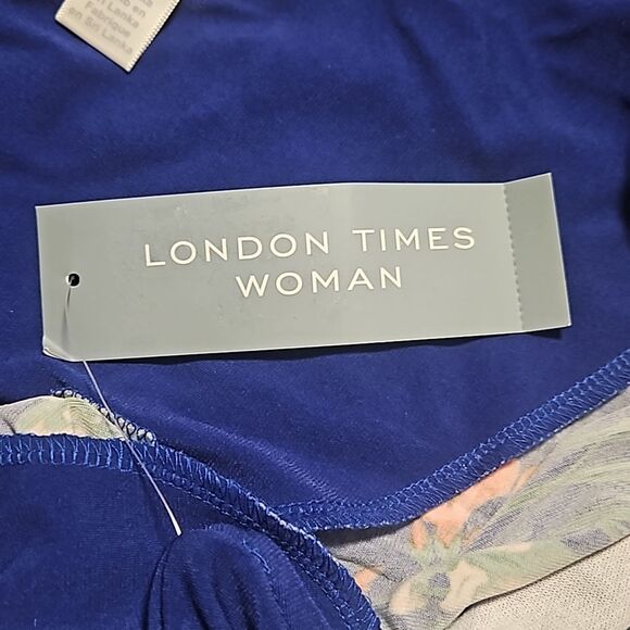 London Times Plus Size Split Neck Shift Dress Size:1X NWT - Picture 8 of 9